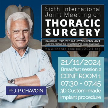 Flyer of Pr Chavoin, speaker at the 6th 6th International Joint Meeting for Thoracic Surgery in Barcelona