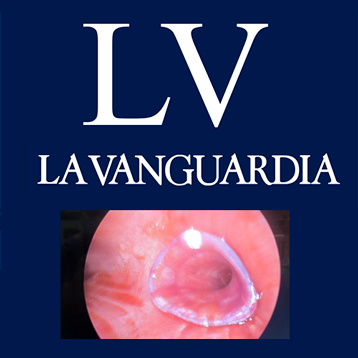 La Vanguardia logo with the 3D airway stent picture